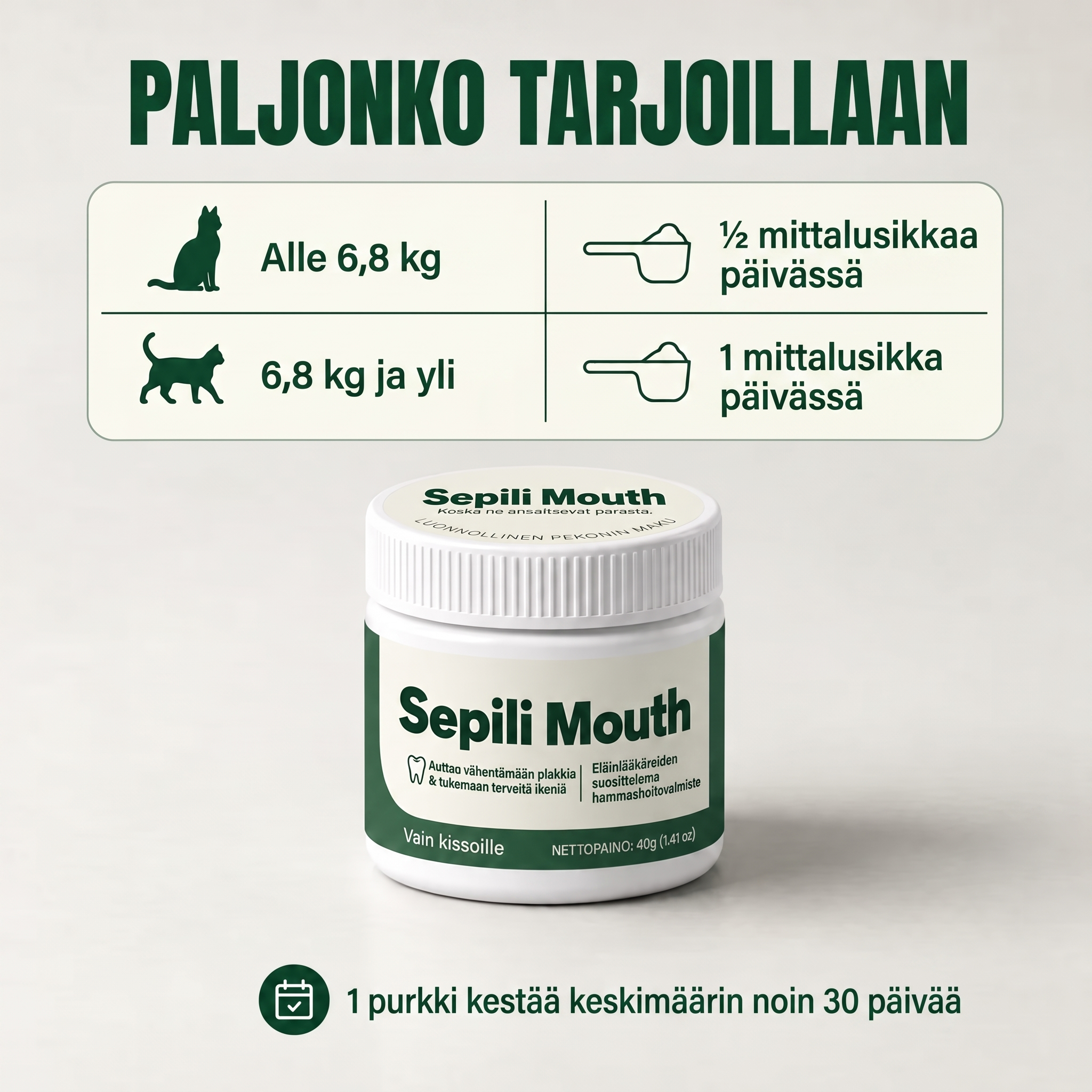 Sepili suunhoito kissoille